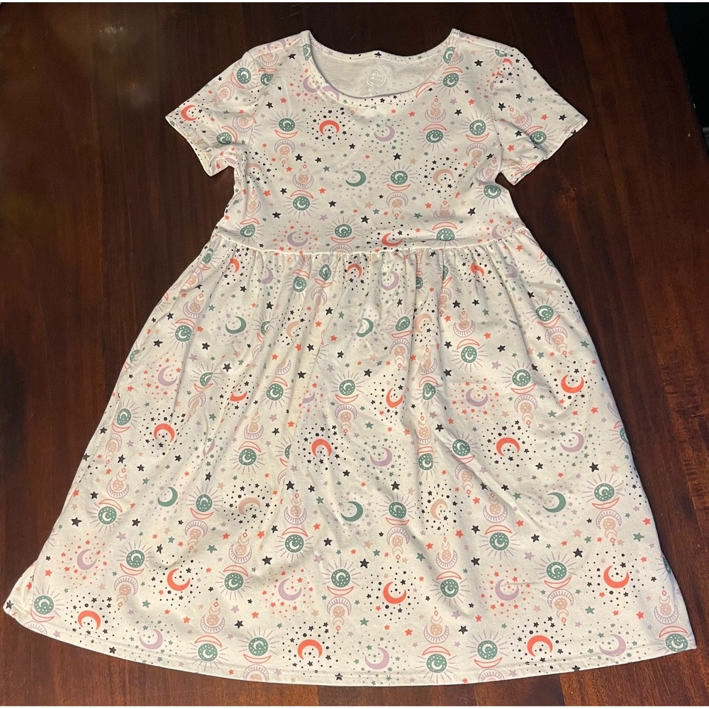 Wonder Nation girls spooky print dress with pockets size 7-8